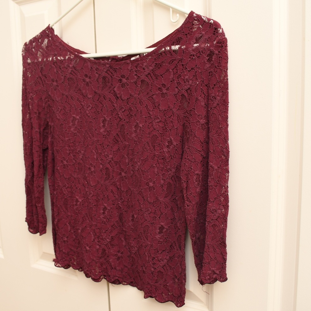 Maroon Lace Top